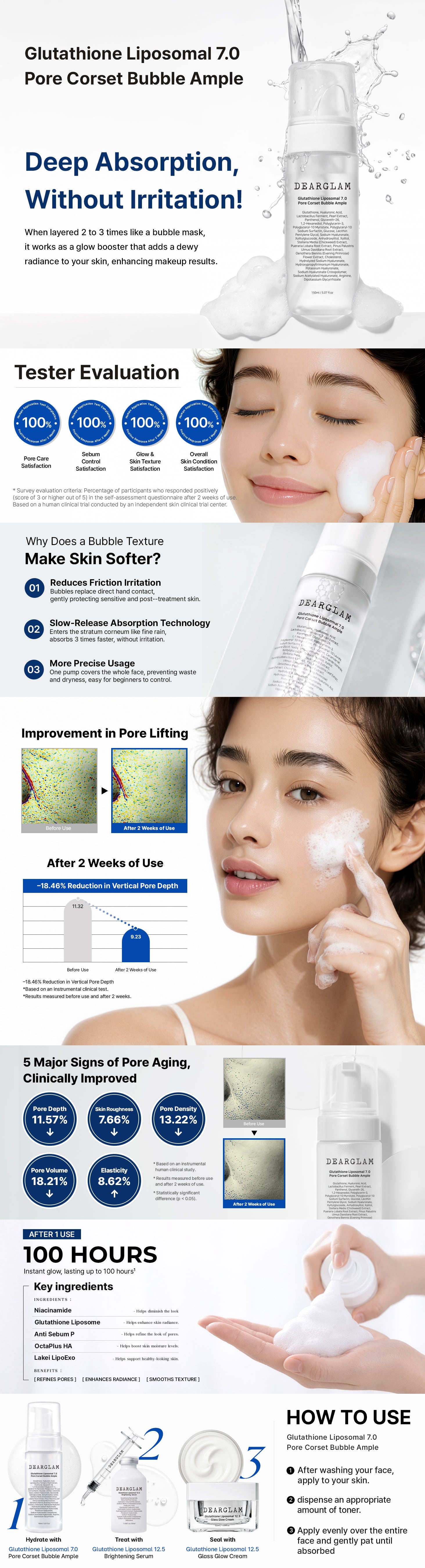 glutathione for pores Liposomal 7.0 Pore Corset Bubble Ample Lamberts Biome Balance Advanced